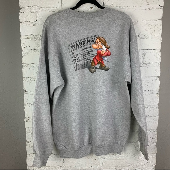 Disney Grumpy Vintage Long Sleeve Sweatshirt Crew Chunky Oversized Large - Picture 5 of 7